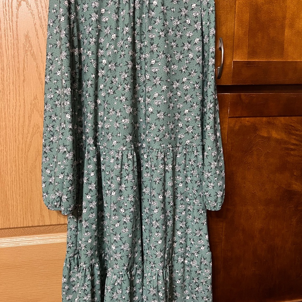 AUW Green Floral Kids Dress